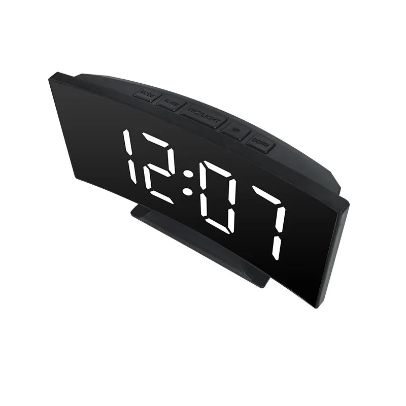 LED Digital Mirror Alarm Clock – Noiseless Design with Large Display & Calendar Function