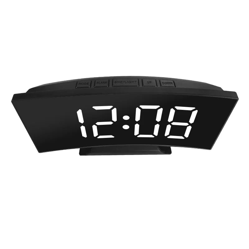 LED Digital Mirror Alarm Clock – Noiseless Design with Large Display & Calendar Function