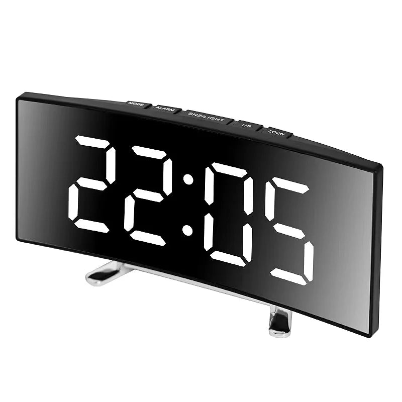 LED Digital Mirror Alarm Clock – Noiseless Design with Large Display & Calendar Function