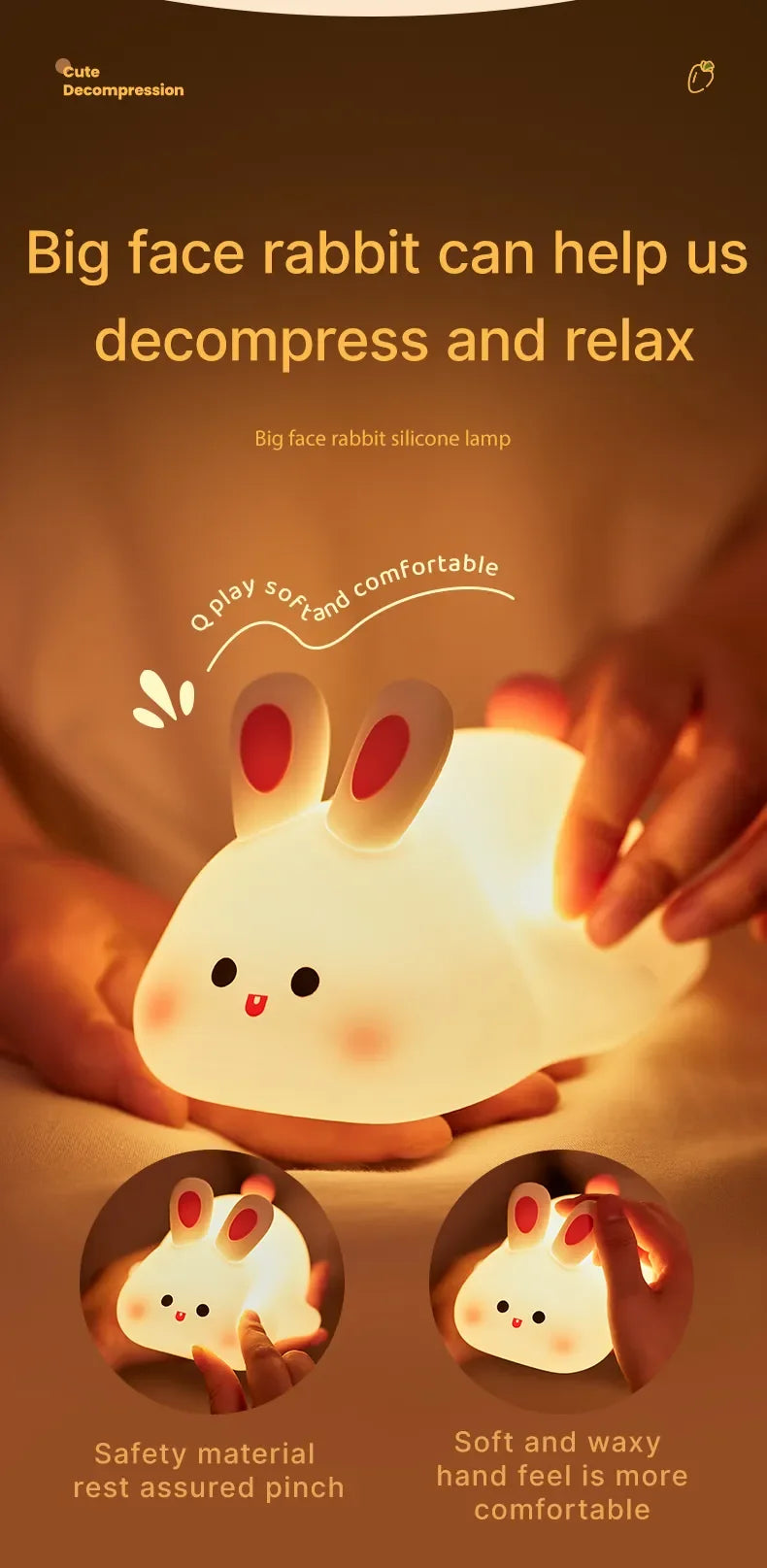 Cute Sheep & Rabbit Silicone Night Light