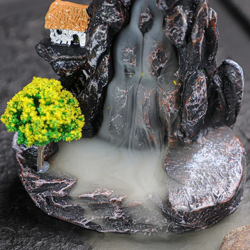 Backflow Incense Holder Waterfall Burner – Resin Aromatherapy Home Decor with Incense Cones