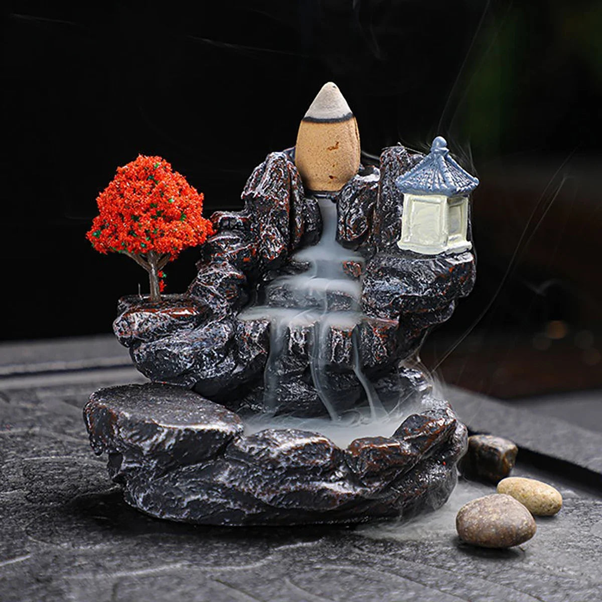 Backflow Incense Holder Waterfall Burner – Resin Aromatherapy Home Decor with Incense Cones