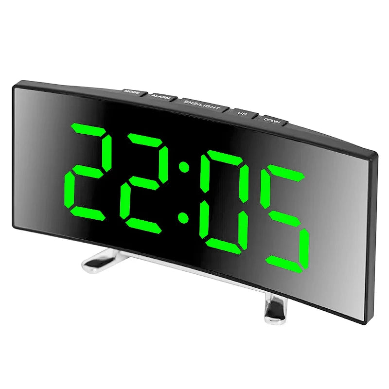 LED Digital Mirror Alarm Clock – Noiseless Design with Large Display & Calendar Function