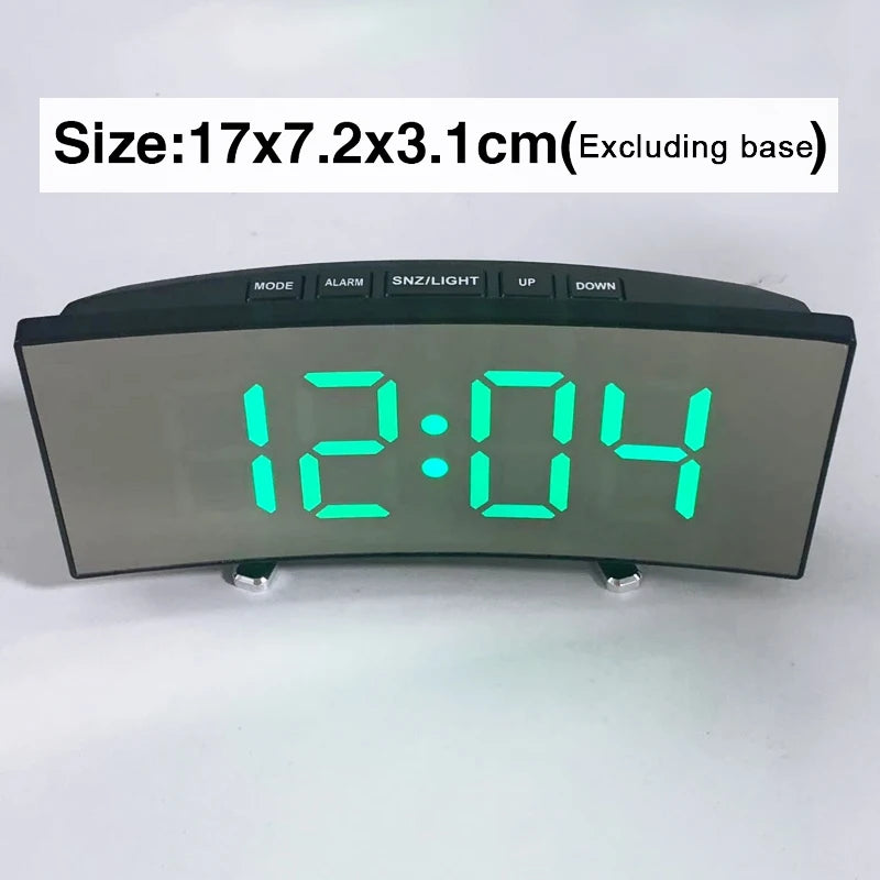 LED Digital Mirror Alarm Clock – Noiseless Design with Large Display & Calendar Function