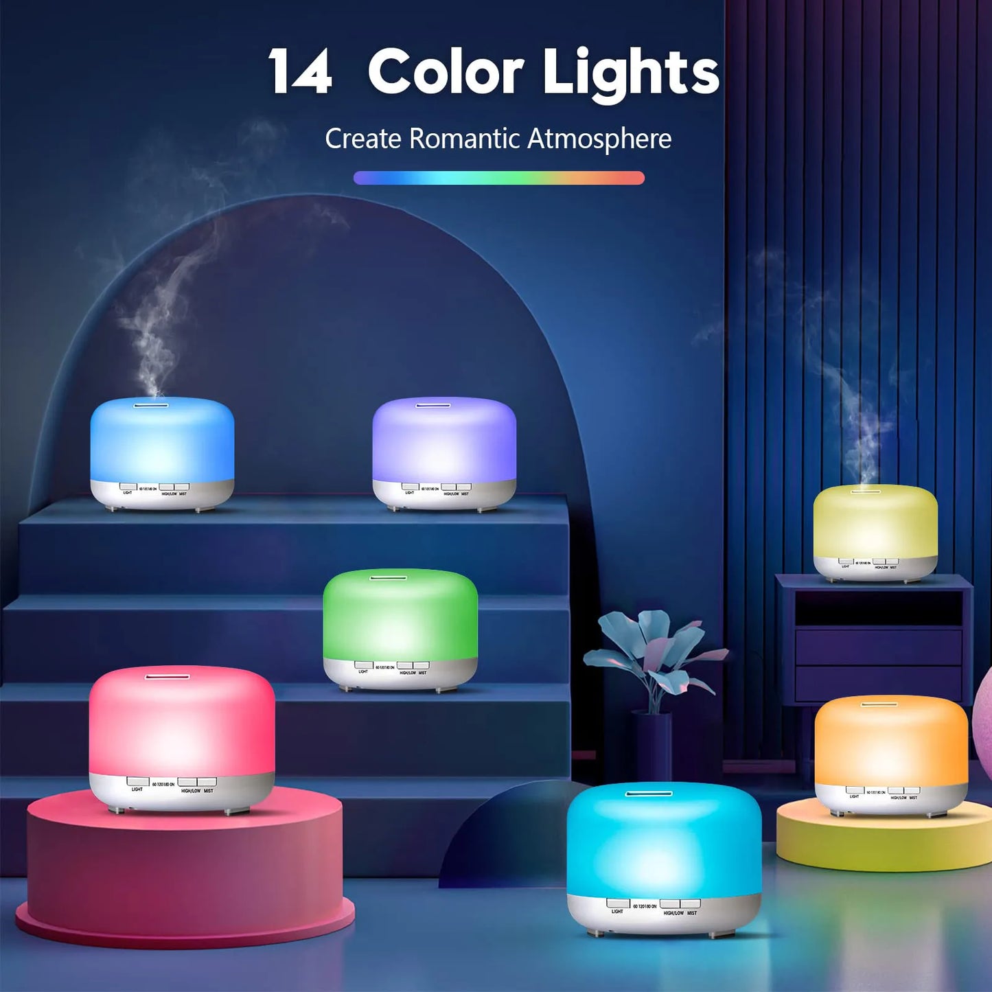 500ML Ultrasonic Aroma Diffuser with Remote & LED Light