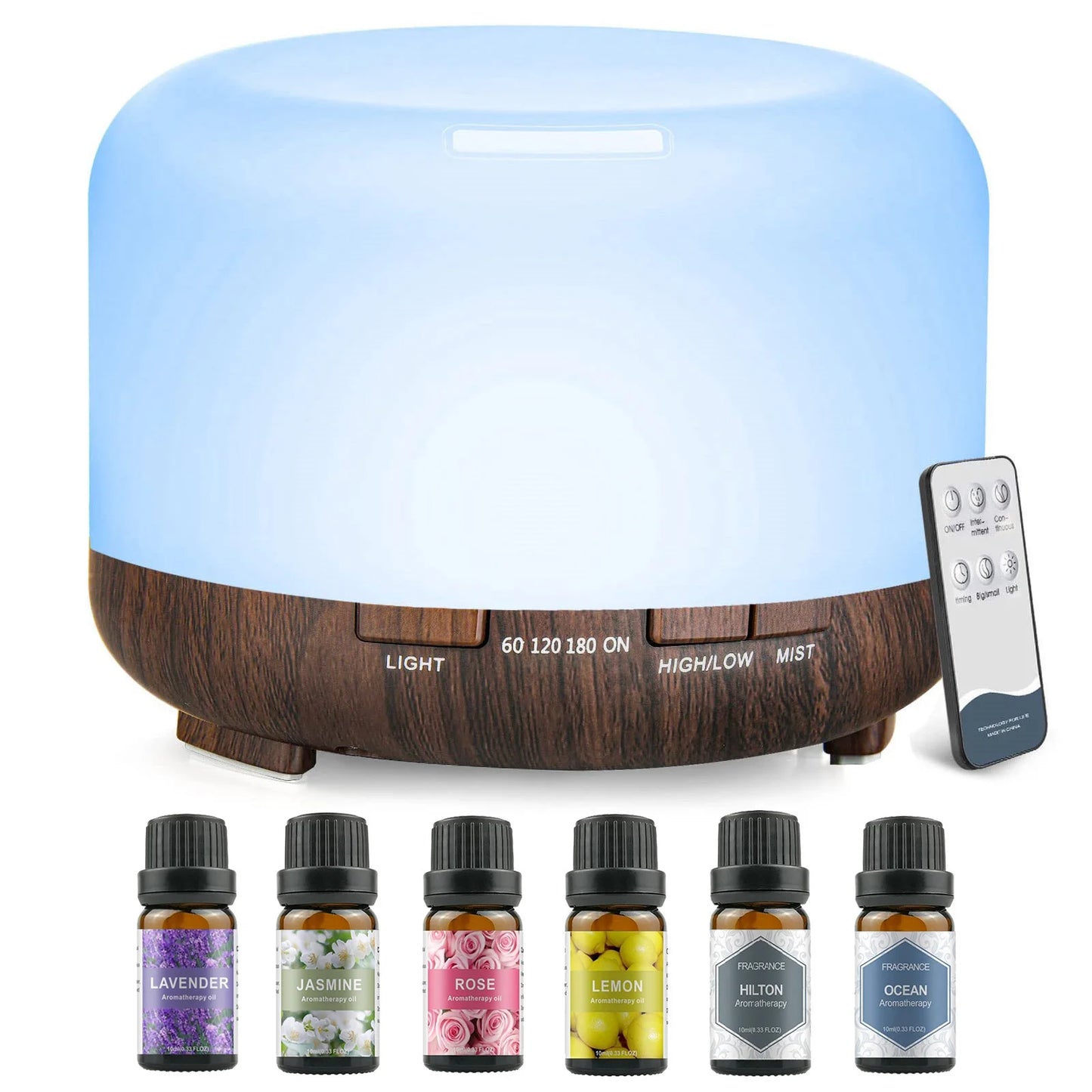 500ML Ultrasonic Aroma Diffuser with Remote & LED Light