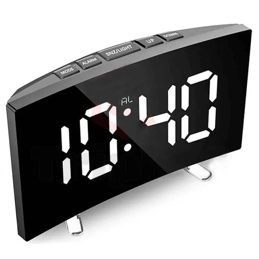 LED Digital Mirror Alarm Clock – Noiseless Design with Large Display & Calendar Function