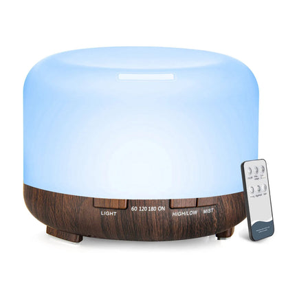 500ML Ultrasonic Aroma Diffuser with Remote & LED Light