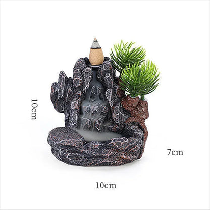 Backflow Incense Holder Waterfall Burner – Resin Aromatherapy Home Decor with Incense Cones