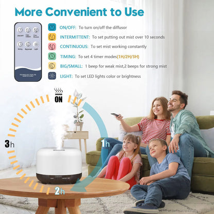 500ML Ultrasonic Aroma Diffuser with Remote & LED Light