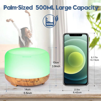 500ML Ultrasonic Aroma Diffuser with Remote & LED Light