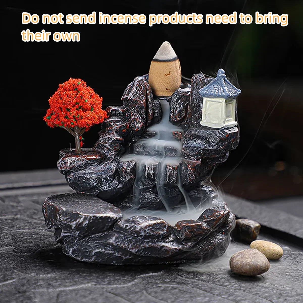 Backflow Incense Holder Waterfall Burner – Resin Aromatherapy Home Decor with Incense Cones