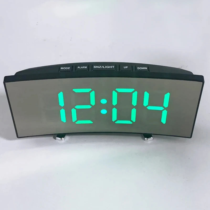LED Digital Mirror Alarm Clock – Noiseless Design with Large Display & Calendar Function