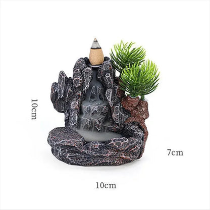 Backflow Incense Holder Waterfall Burner – Resin Aromatherapy Home Decor with Incense Cones