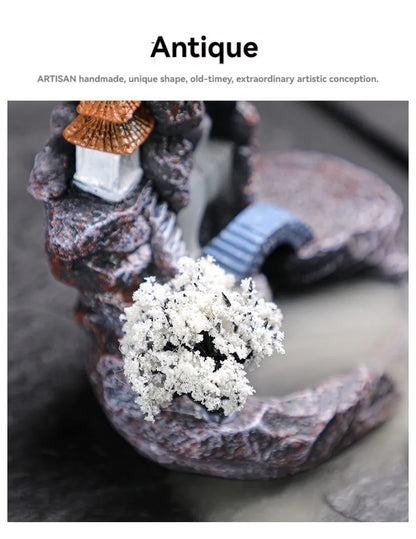 Backflow Incense Holder Waterfall Burner – Resin Aromatherapy Home Decor with Incense Cones