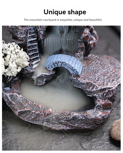 Backflow Incense Holder Waterfall Burner – Resin Aromatherapy Home Decor with Incense Cones