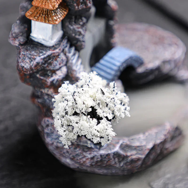 Backflow Incense Holder Waterfall Burner – Resin Aromatherapy Home Decor with Incense Cones