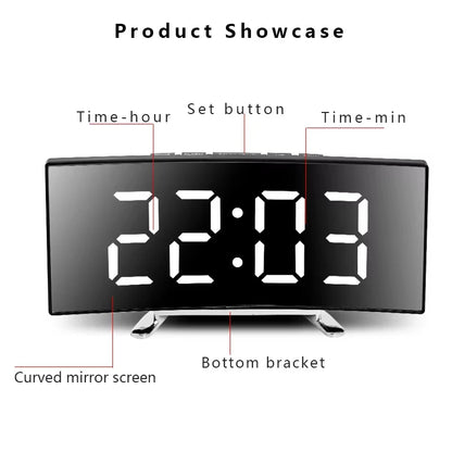 LED Digital Mirror Alarm Clock – Noiseless Design with Large Display & Calendar Function