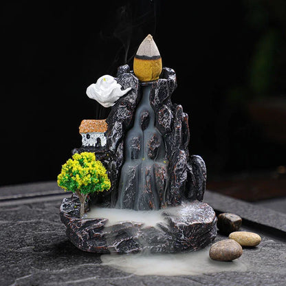 Backflow Incense Holder Waterfall Burner – Resin Aromatherapy Home Decor with Incense Cones
