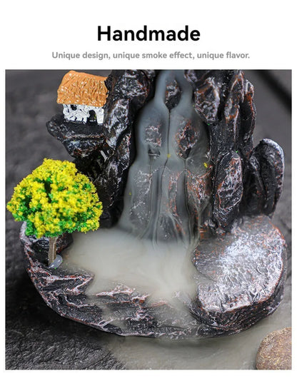 Backflow Incense Holder Waterfall Burner – Resin Aromatherapy Home Decor with Incense Cones