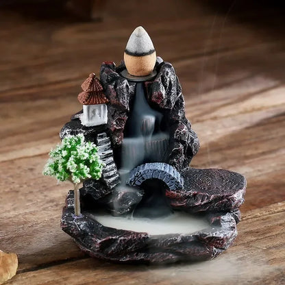 Backflow Incense Holder Waterfall Burner – Resin Aromatherapy Home Decor with Incense Cones