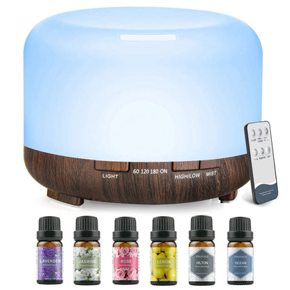 500ML Ultrasonic Aroma Diffuser with Remote & LED Light